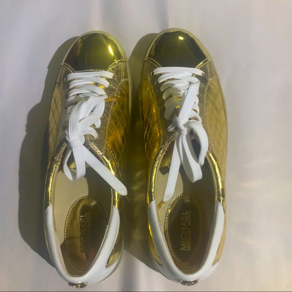 Michael Kors Gold Leather Frankie Sneaker sz 7.5